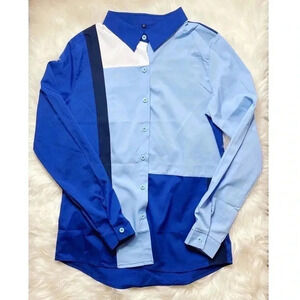 Brand New Blue Colorblock Blouse